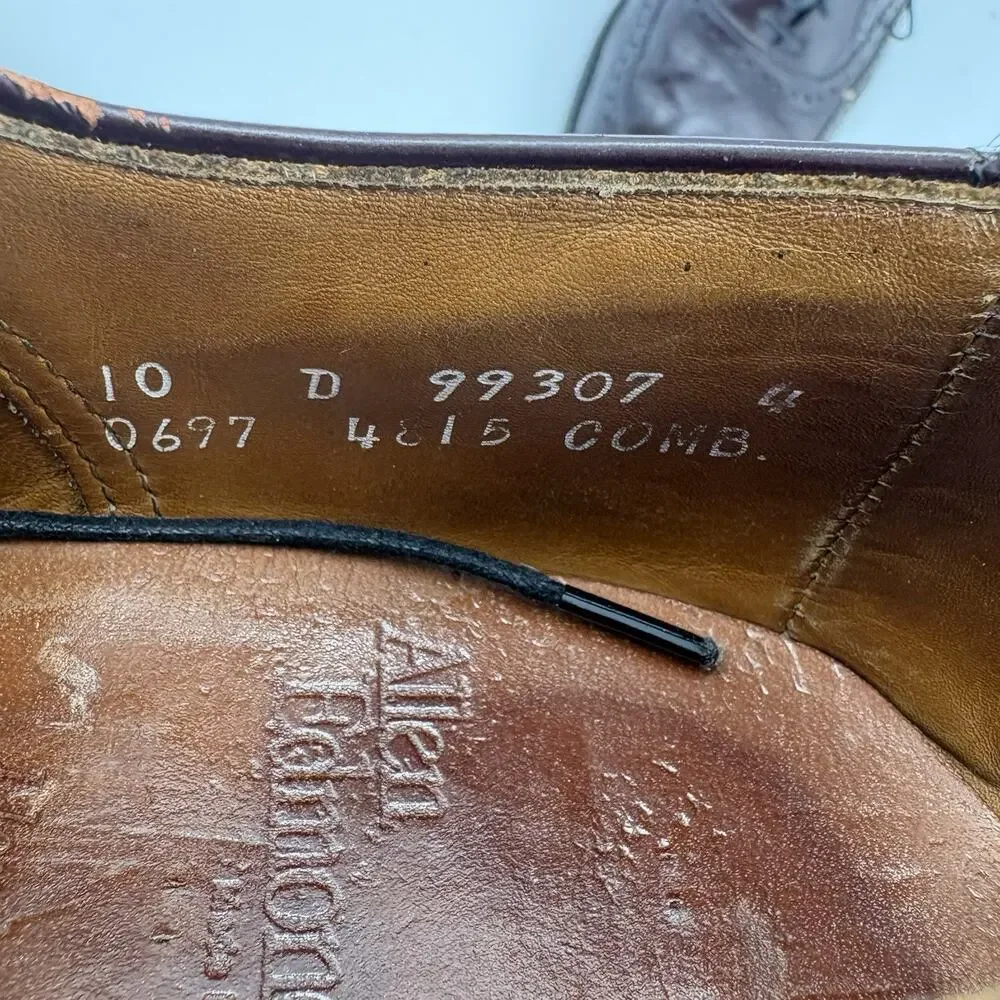 Allen Edmonds McAllister Men’s Size 10 D Wingtip Oxford Dark Chili Leather Shoes